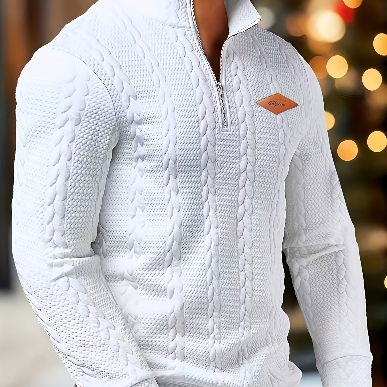 E-shop Herrenmode Strickpullover | Lässiger Langarm, Rundhalsausschnitt mit halboffenem Reißverschluss vorne und Stitching Detail | Unifarben, leicht