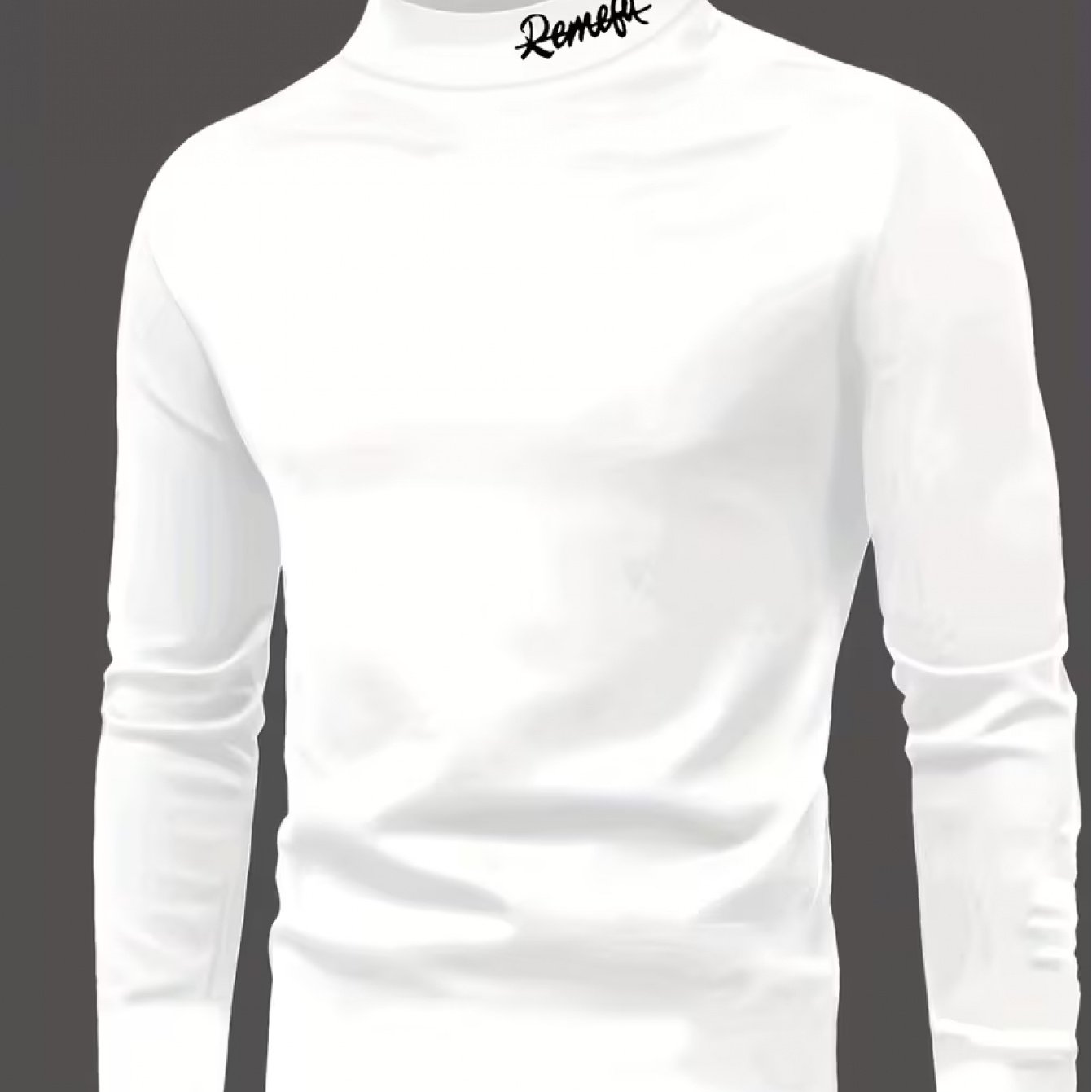 TEMU Men's Long-sleeve T-shirt - A Minimalist High-neck Shirt Suitable For Fitness And Casual Wear, Machine Washable, Versatile For Formal And Casual