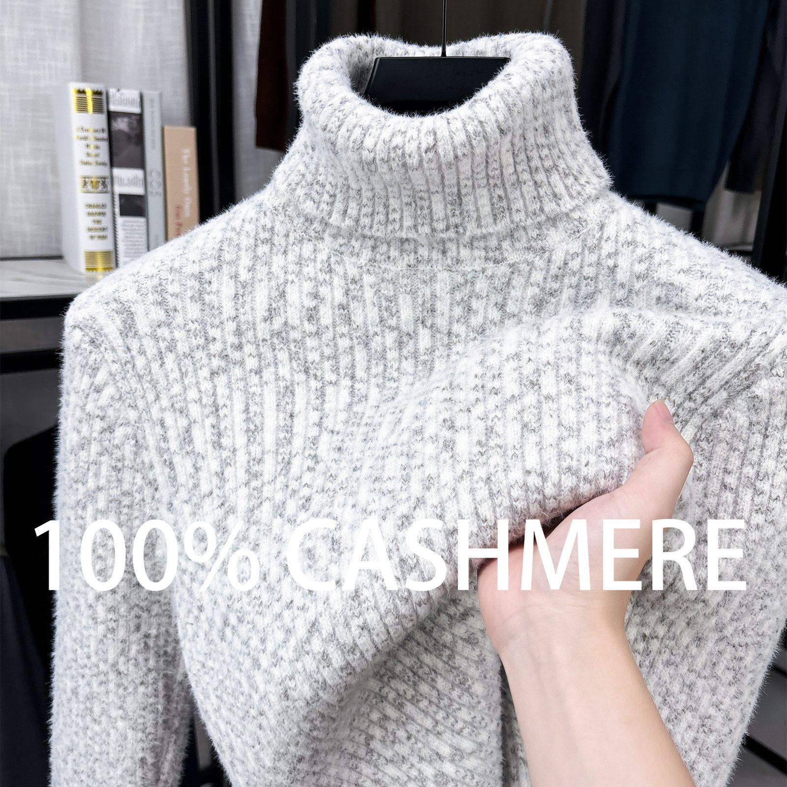 TEMU Zbzp Autumn Winter Knit 3d Solid Color Turtleneck Sweater, Basic Knit Top For Men, Fashionable Long Sleeve Sweater