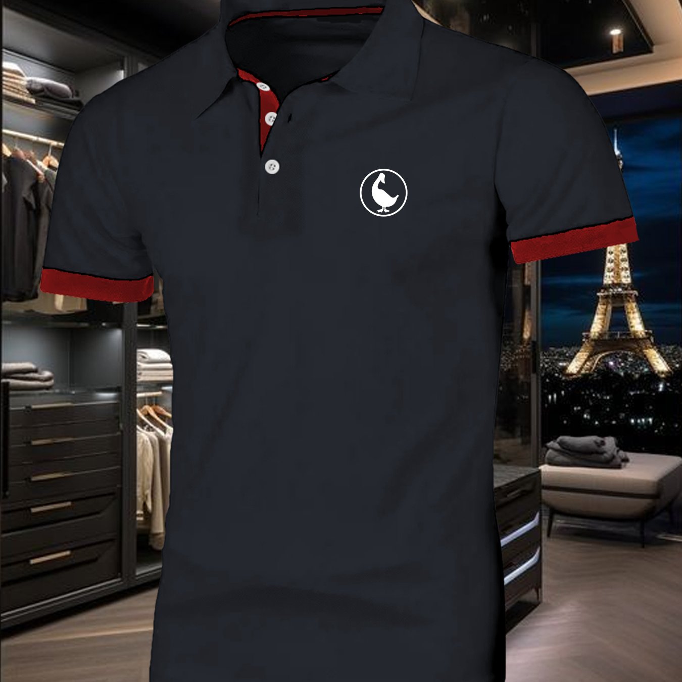 TEMU X1087 Estampado de Camisa Casual de Manga Corta con Cuello para Hombre /Verano