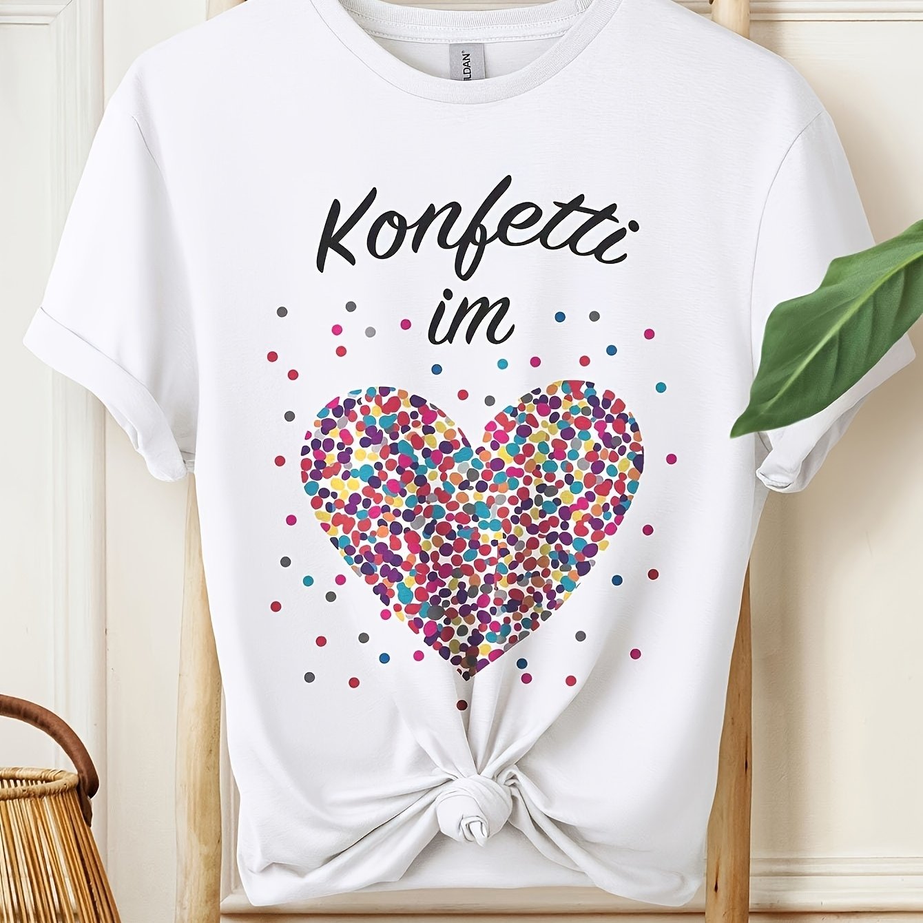 2026 New Colorful Confetti Heart Karneval T-shirt Carnival Cosplay Costume Machine Washable Crew Neck Casual Wear For Men