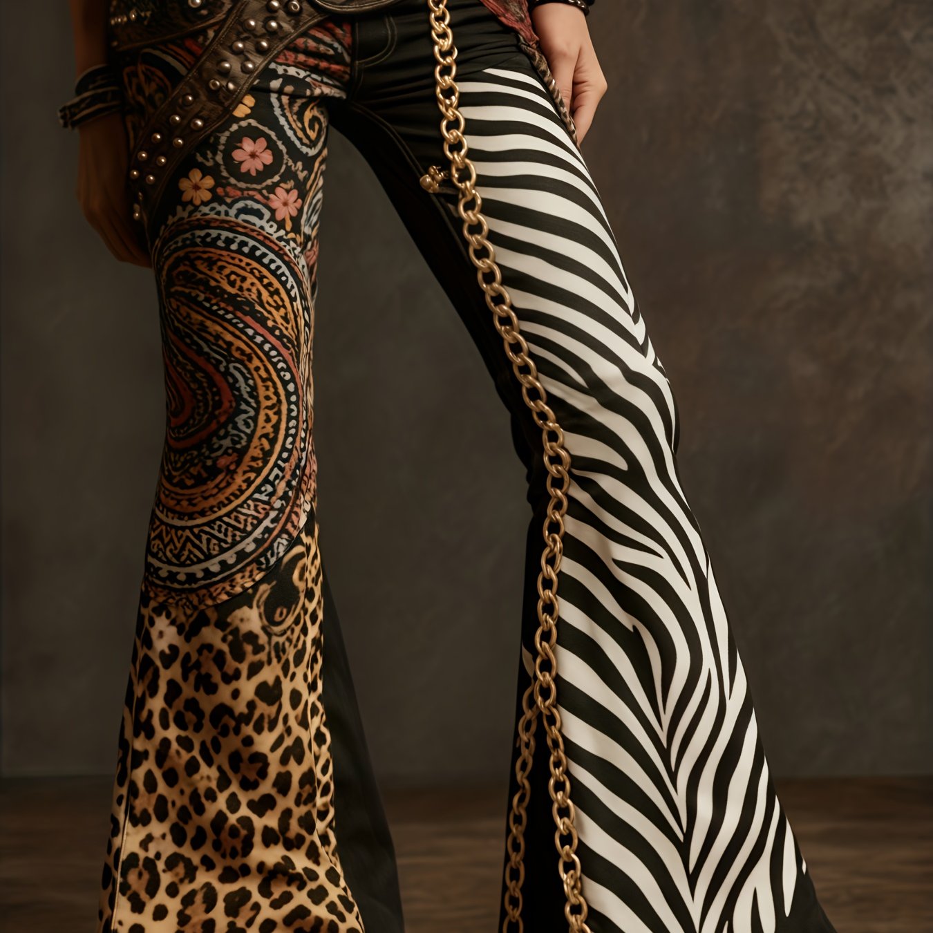 Printed Legging - Not Denim Fabric Ladies' Daily 2d Printed Trousers, Flared Trousers, Retro Printed Commuting , Bohemian Style Versatile Trousers