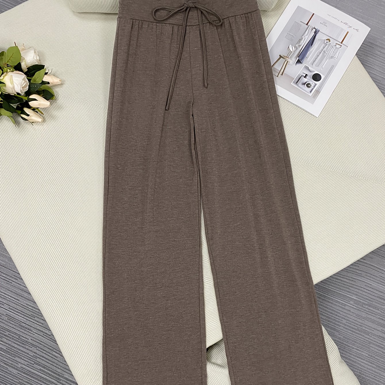 TEMU High-waisted Elastic Comfortable Casual Straight-leg Women's Pants
