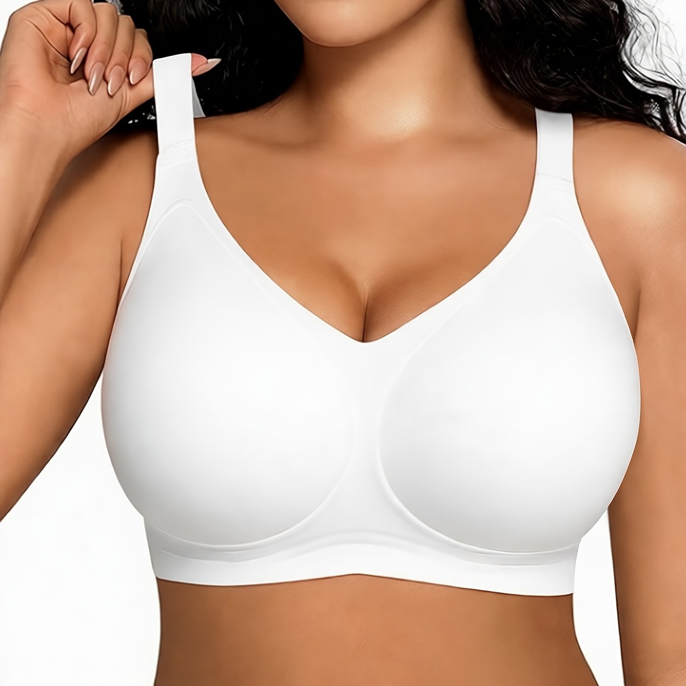 Plus Size Women's Full-coverage Seamless Wire-free Bra - Wide Strap No Underwire Comfortable Bust, Plus Size Lingerie For & Posture-friendly (hand Washable)