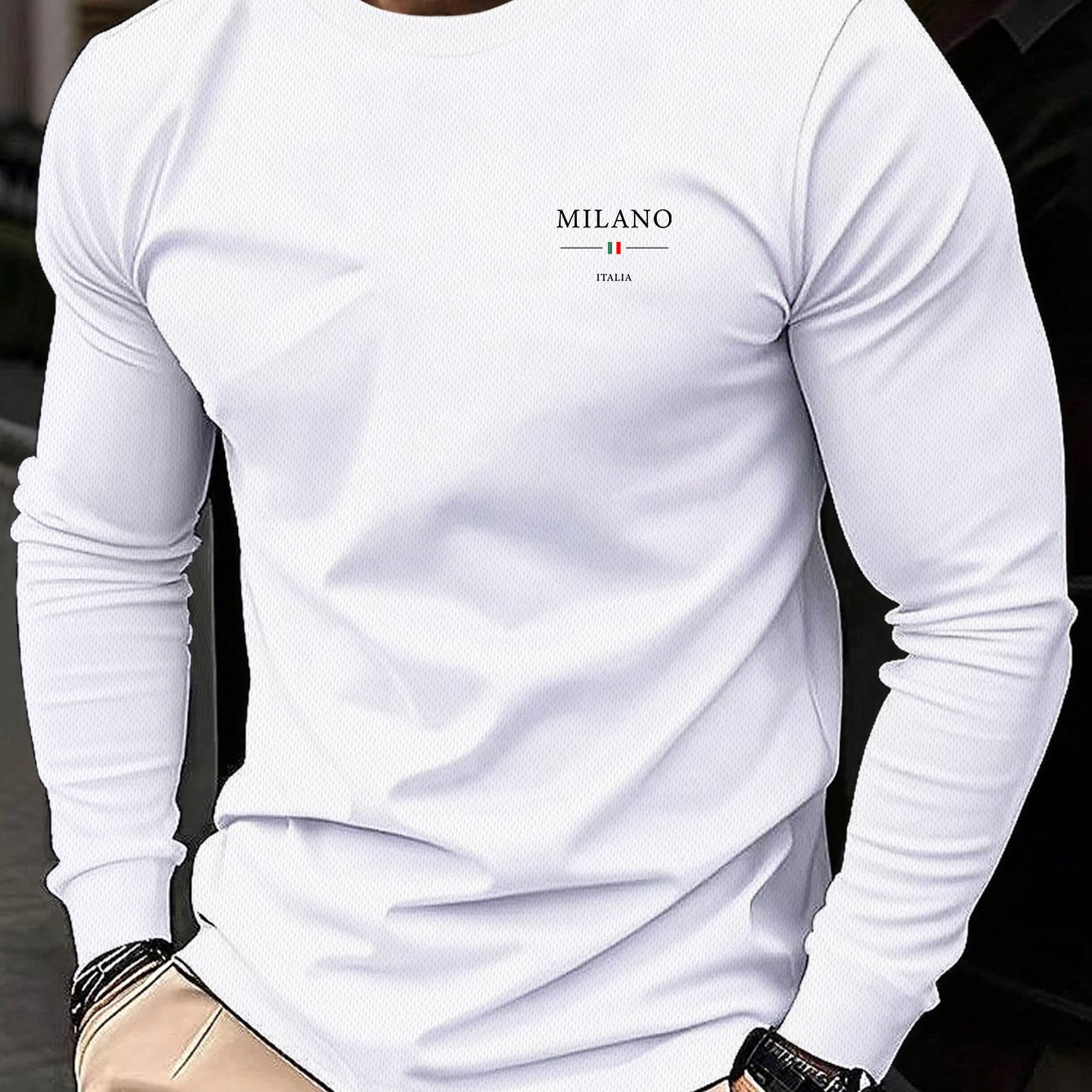 TEMU Men's Quick-dry T-shirt, Minimalist Letter Chest Print, Summer Men's Long Sleeve T-shirt, Casual Streetwear, Fitness Men's Breathable