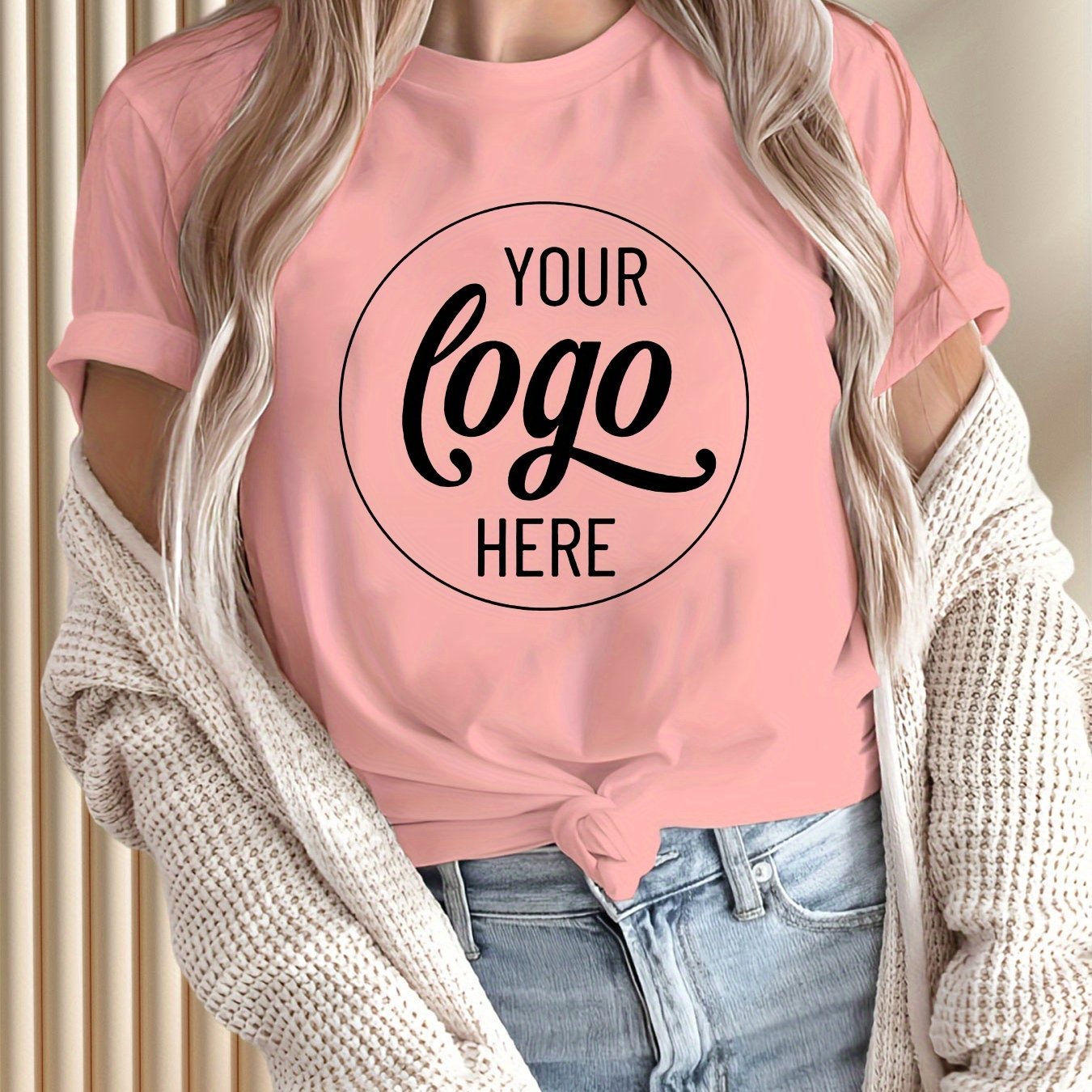 TEMU Custom Short-sleeve Printed Women's T-shirt, Casual Soft Fabric Short-sleeve Top, Ladies' Blouse