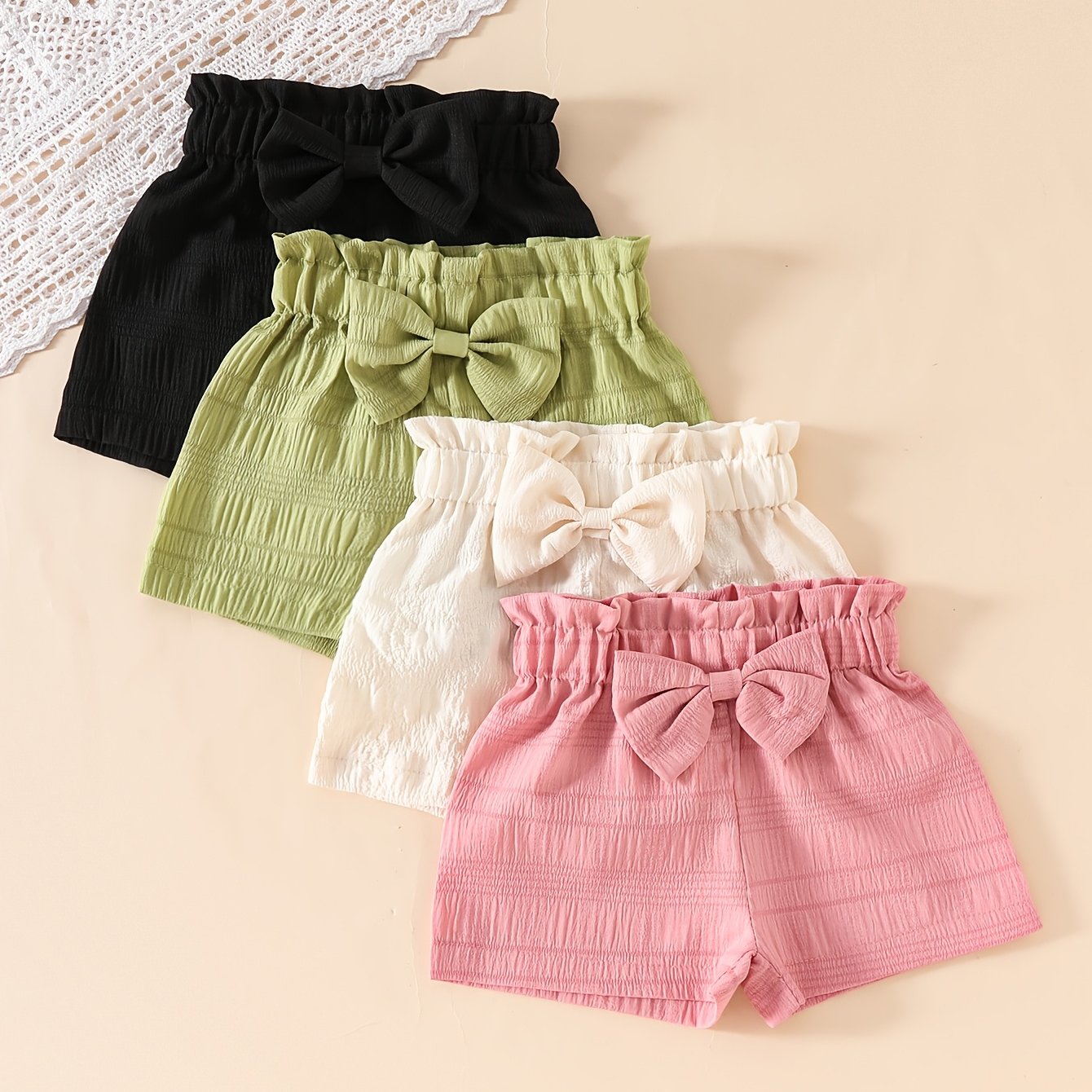 Image of Baby Girl And Summer Style Candy Color Three-dimensional Bow Baby Shorts, Perfect For Outdoor