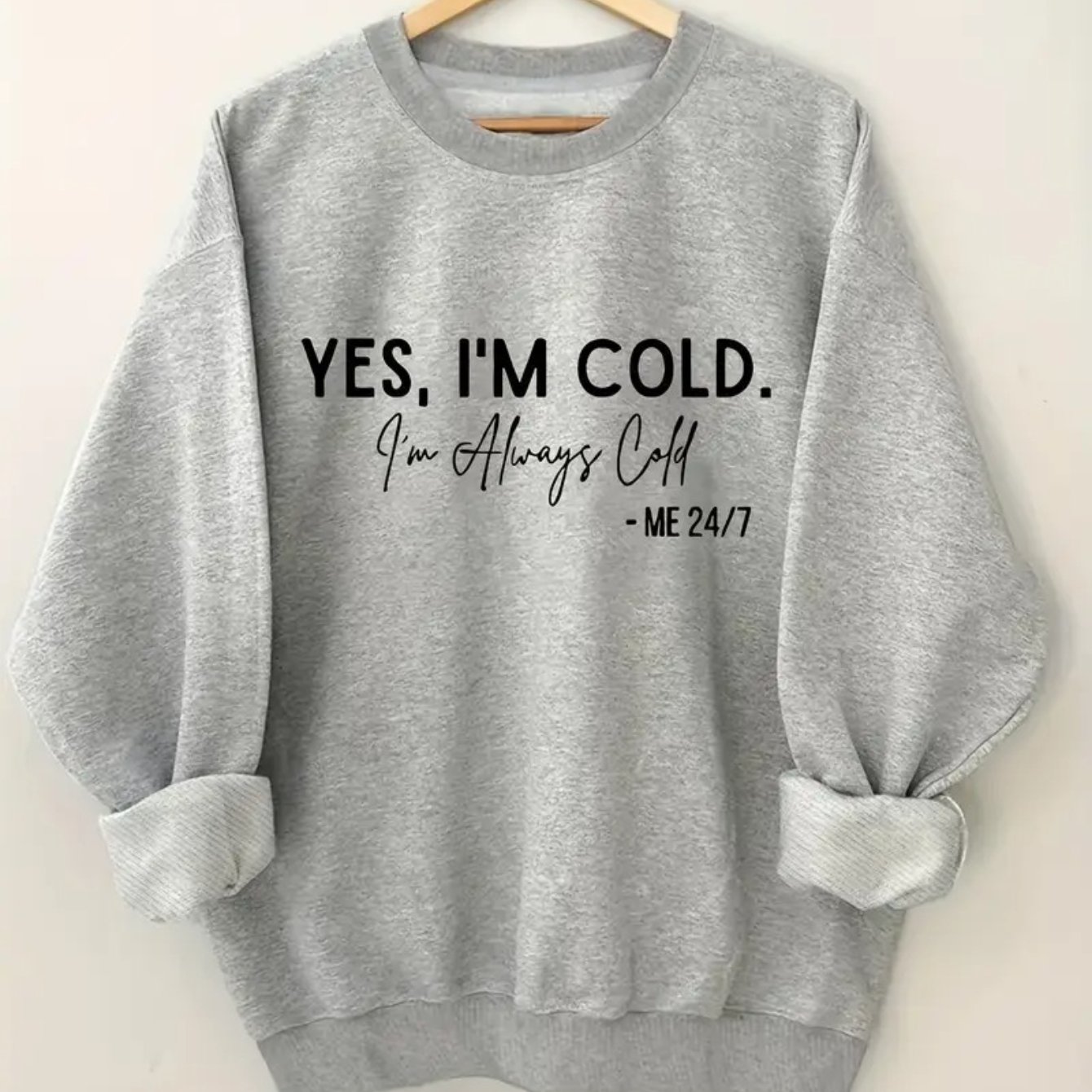 TEMU 1pc Women's Casual Round-neck Pullover Sweater With Long Sleeves, Suitable For Autumn/ Winter Wear, Gray Y Sweater With Interesting Printed