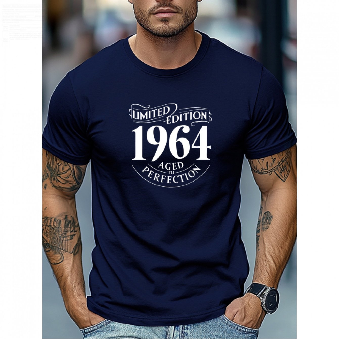 TEMU Men's Edition 1964 Pattern Summer Casual Round Neck Short Sleeve T-shirt