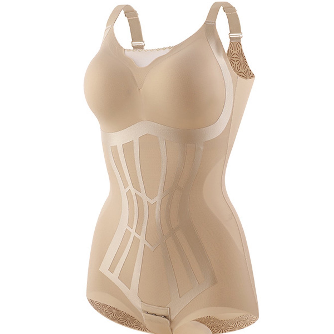 Image of Women' Shaping Bodysuit With Tummy Control, Lift, Built-in Cups, Waist Cincher And Back Closure For Summer Wear