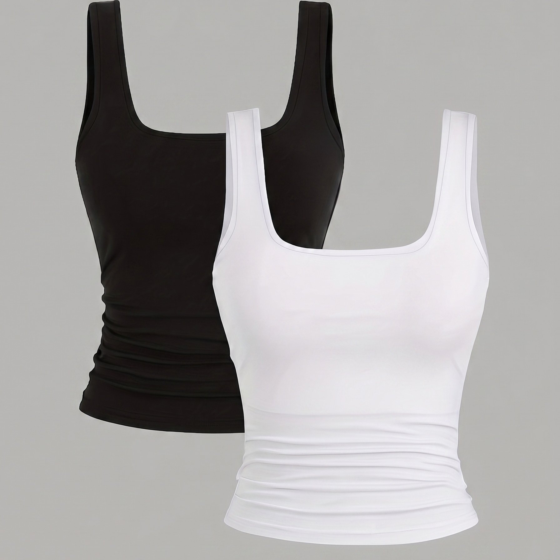 TEMU 2-delige set dames kleur vierkante hals casual tanktop