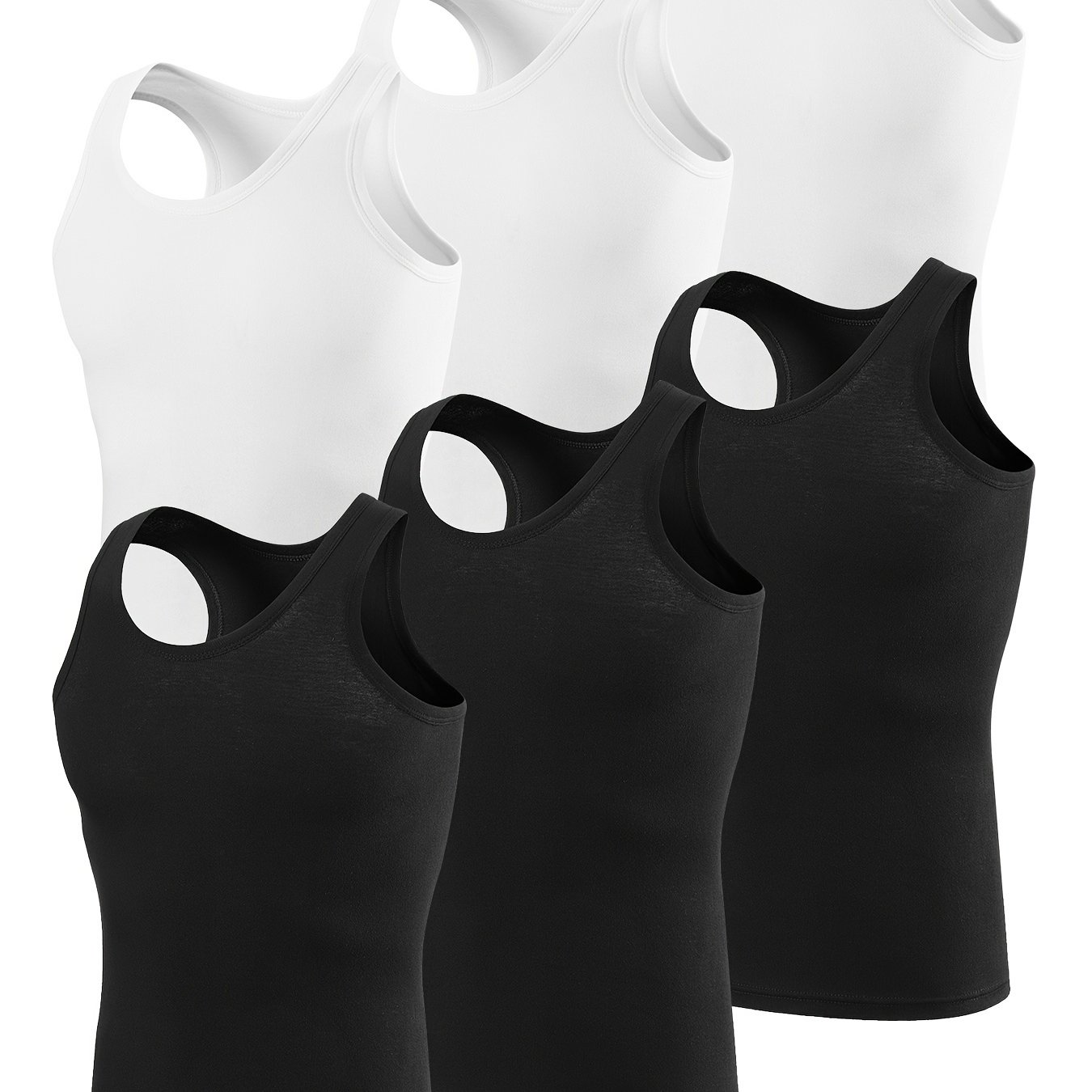 Image of Set Of 6 Men's Tank Tops For , Breathable And Fitted, Perfect For Summer Workouts And Casual Wear