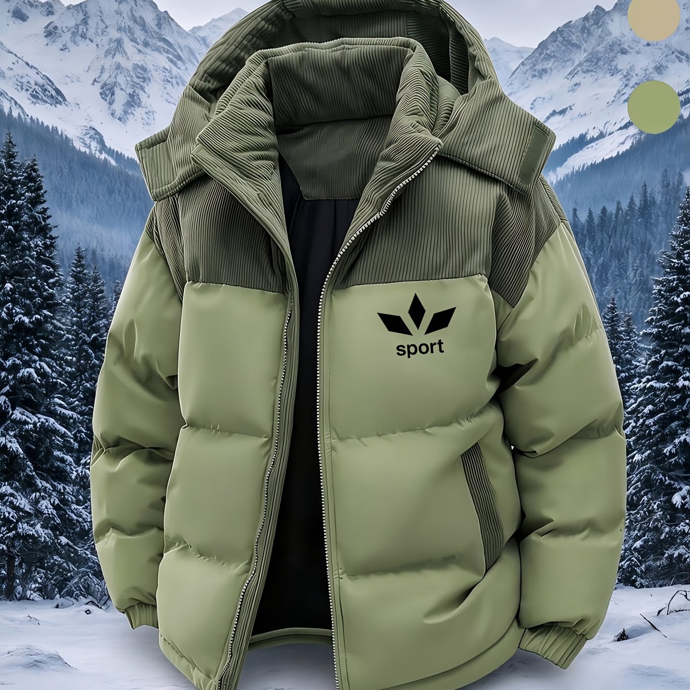 Men's Thickened Warm Hooded Jacket with Print Design
