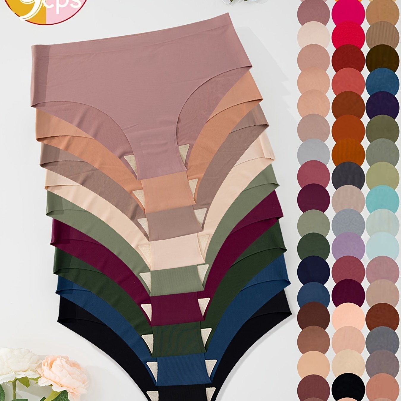 TEMU Packed 9pcs Ladies Easy Seamless Solid And Match Low Waist Women's Underwear Set