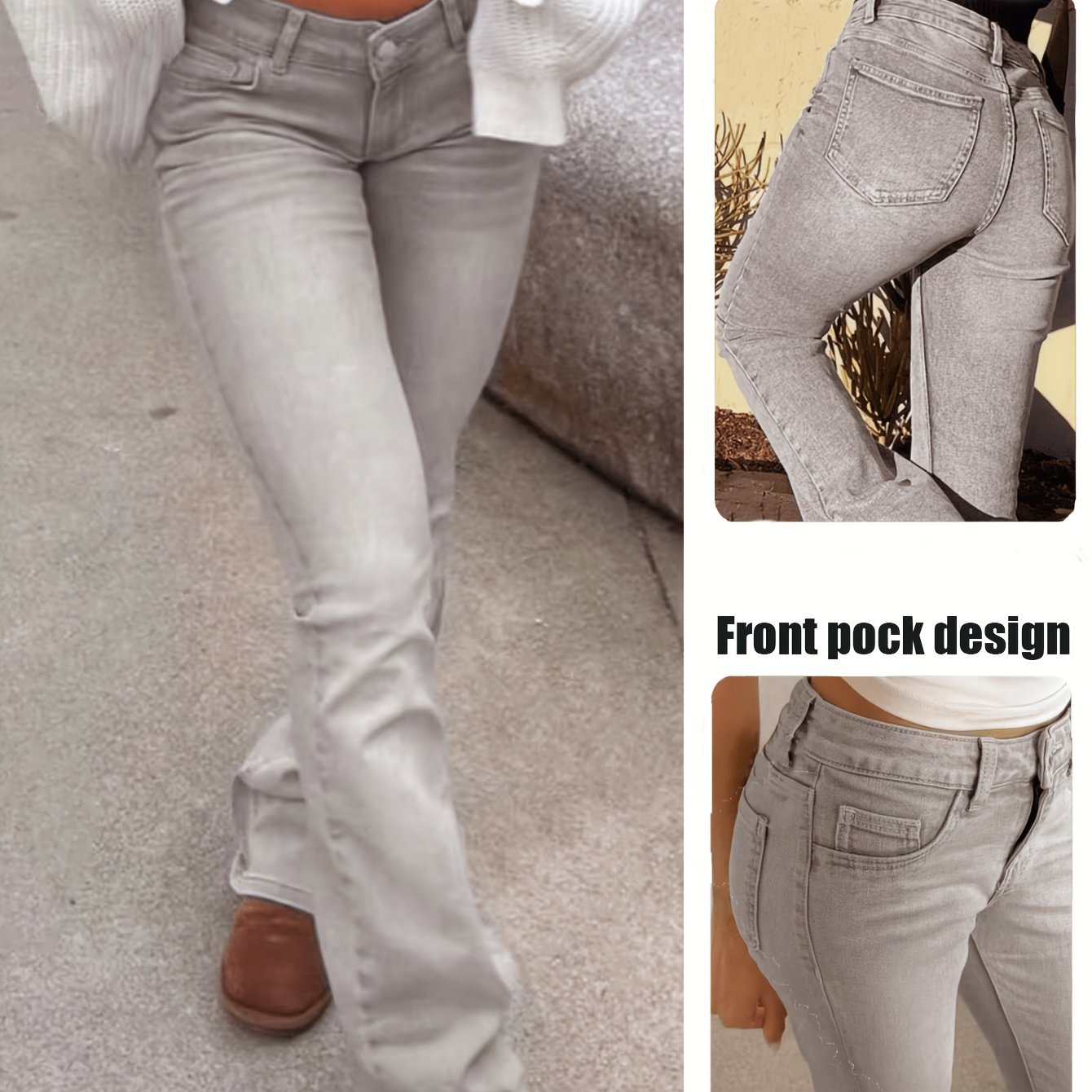 Fashion Everyday Women's Mid- High-stretch Flared Jeans