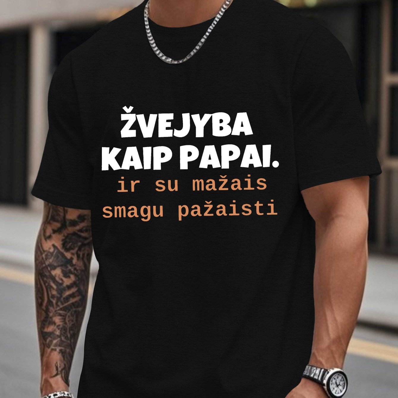 TEMU Men's Summer T-shirt With A Short Sleeve Featuring Lithuanian Fishing Like Dad