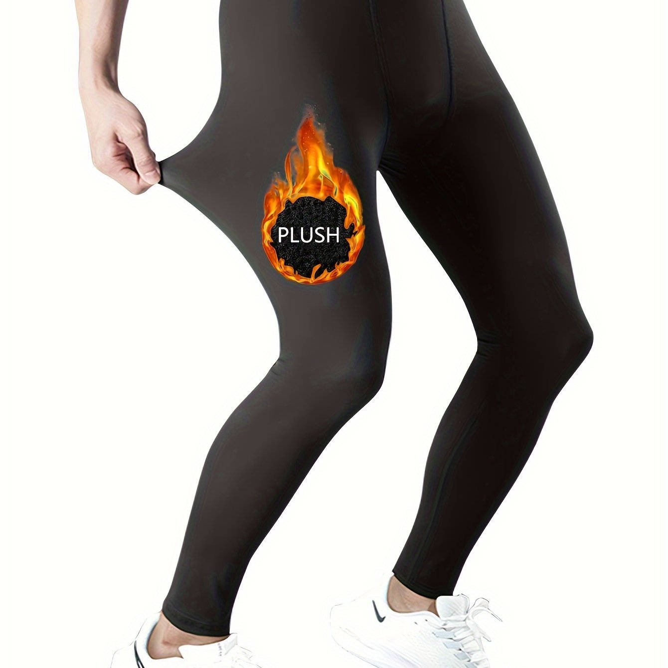 E-shop 1 Stück Fleece-gefütterte Herren Thermounterwäsche Hose, Sehr Gut Geeignet für Fitness Training und Laufsport Leggings, Herren Outdoor Tights