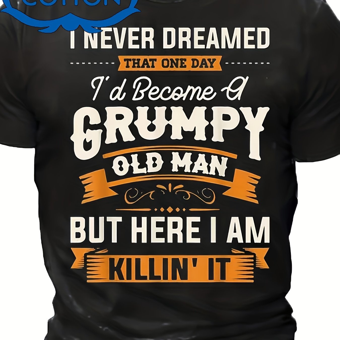 TEMU Men's Vintage Funny Saying T-shirt Old For Man Lettering Slogan Print High Stretch Regular T-shirt For Men And Women Unisex T-shirt Suitable For