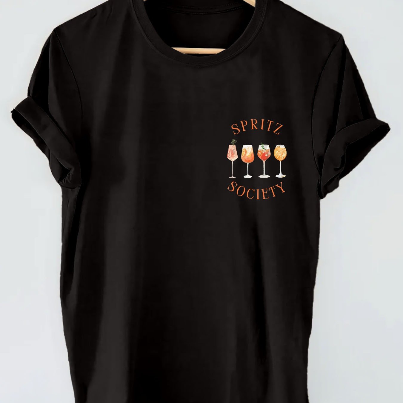 Image of Graphic Tee - 100%, Short Sleeve Crew Neck Casual Top For Women, Machine Washable
