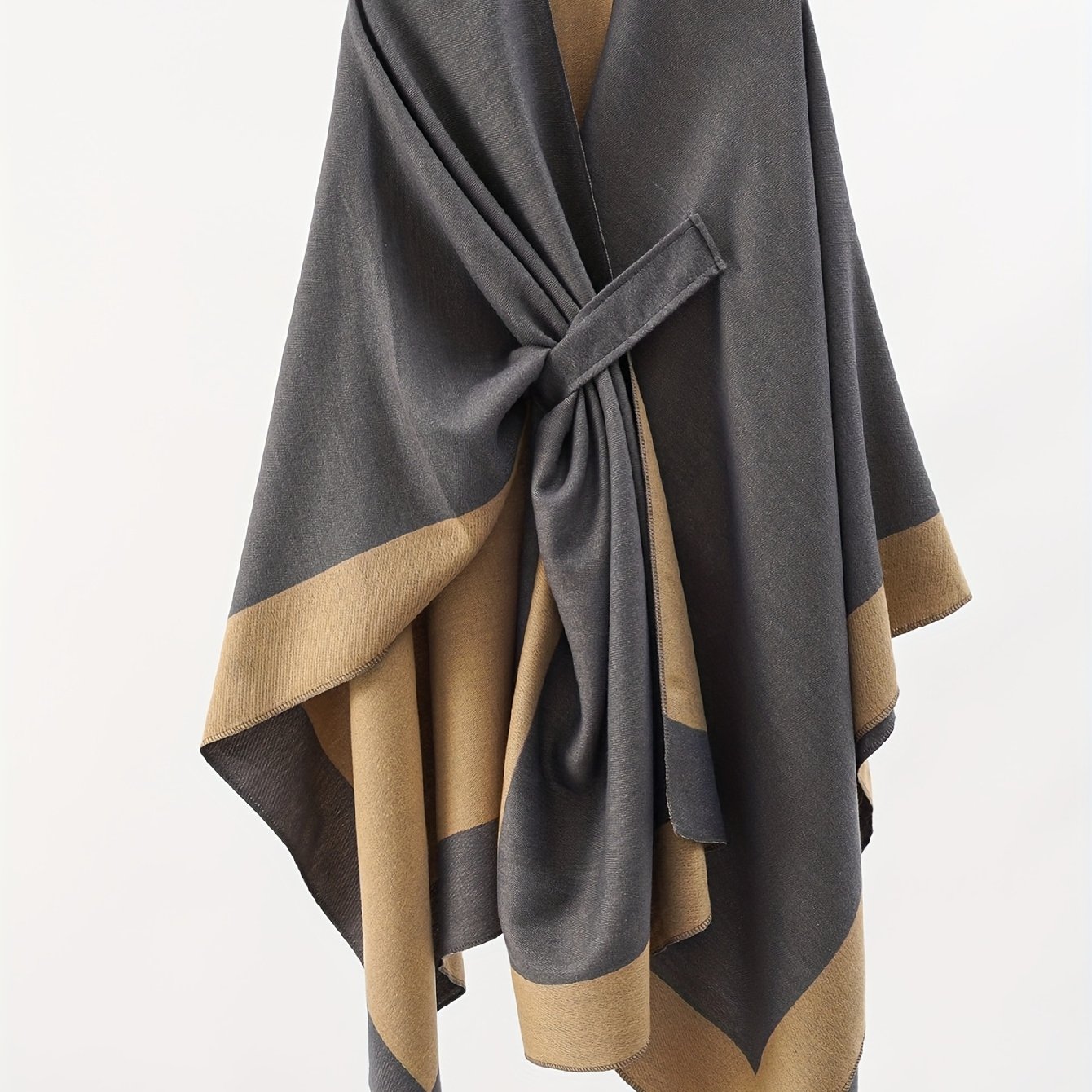 TEMU Plus Size, One-piece Solid Color Shawl Scarf With Reinforced Border For Travel, , And Air-conditioned Rooms