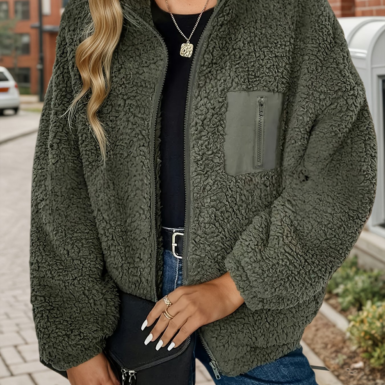 Image of Bubble Jacket With Front Chest Pocket Decoration