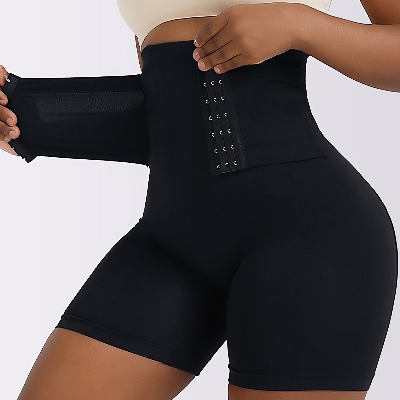 Solid Seamless Buckle Front High Waist Shaping Pants Tummy - Temu Germany