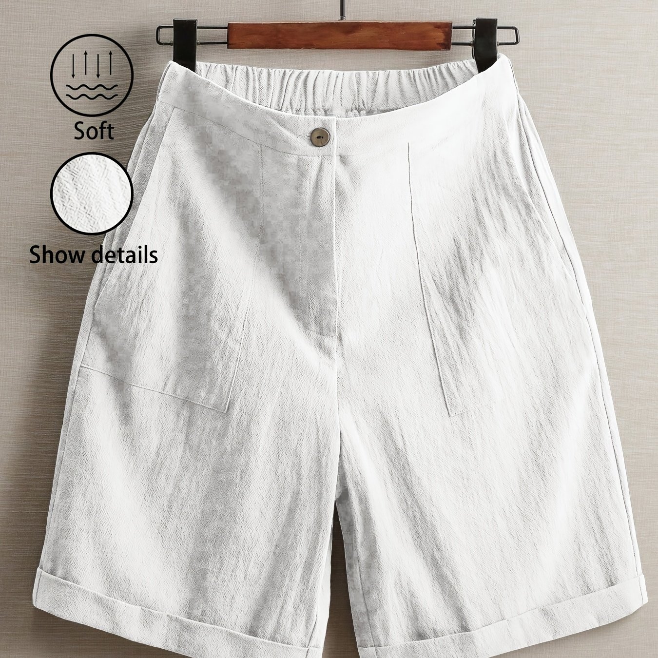 E-shop Sommer Damen dünne knielange Hose, Weit geschnittene Freizeithose mit geradem Bein hoher Taille aus Leinen, modische Freizeithose,