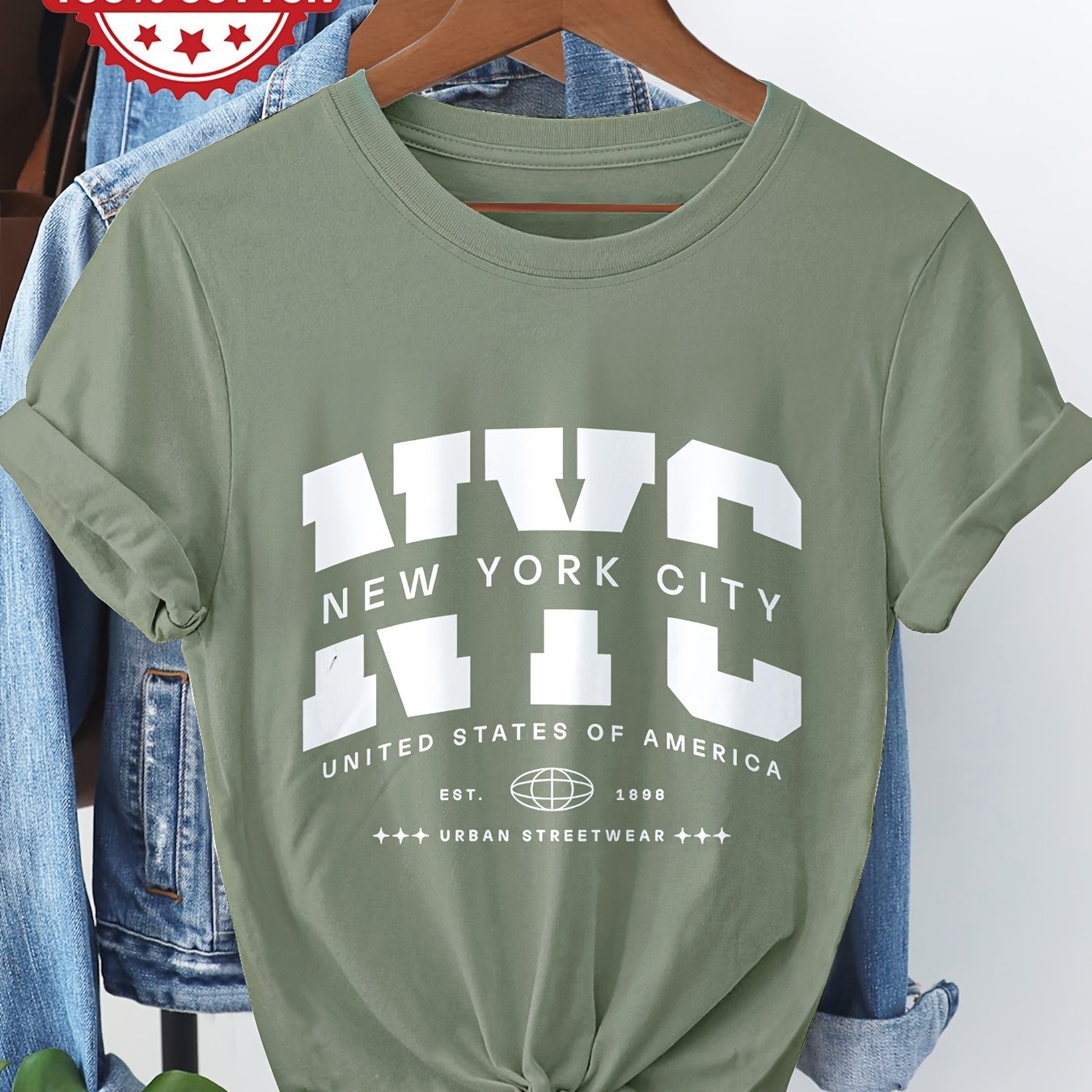 Graphic Print T-shirt, Short Sleeve Crew Neck Casual Top For Summer & Spring, Women's Clothing