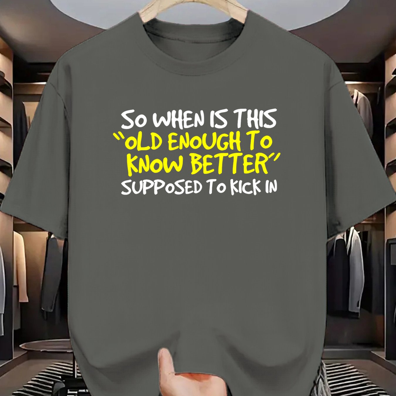 TEMU " To Better" - A Stylish Men's Round-neck T-shirt With A Easy And Versatile Design, Suitable For Occasions
