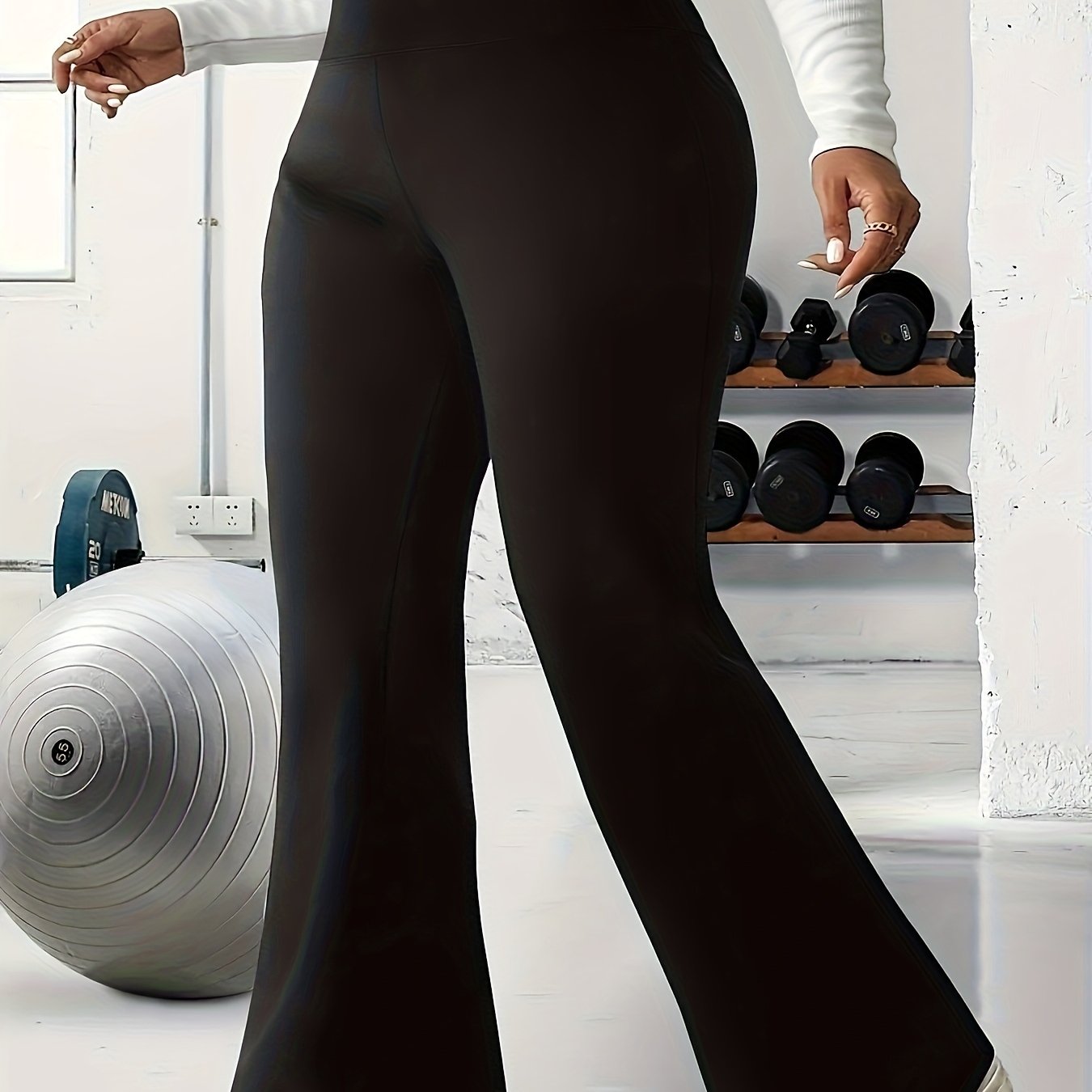 E-shop Plus Size, Damen Plus Size Elegante Weit geschnittene Schlaghosen - Lange Passform für alle Körpertypen, Ganzjährig tragbare dehnbare Einfarbige