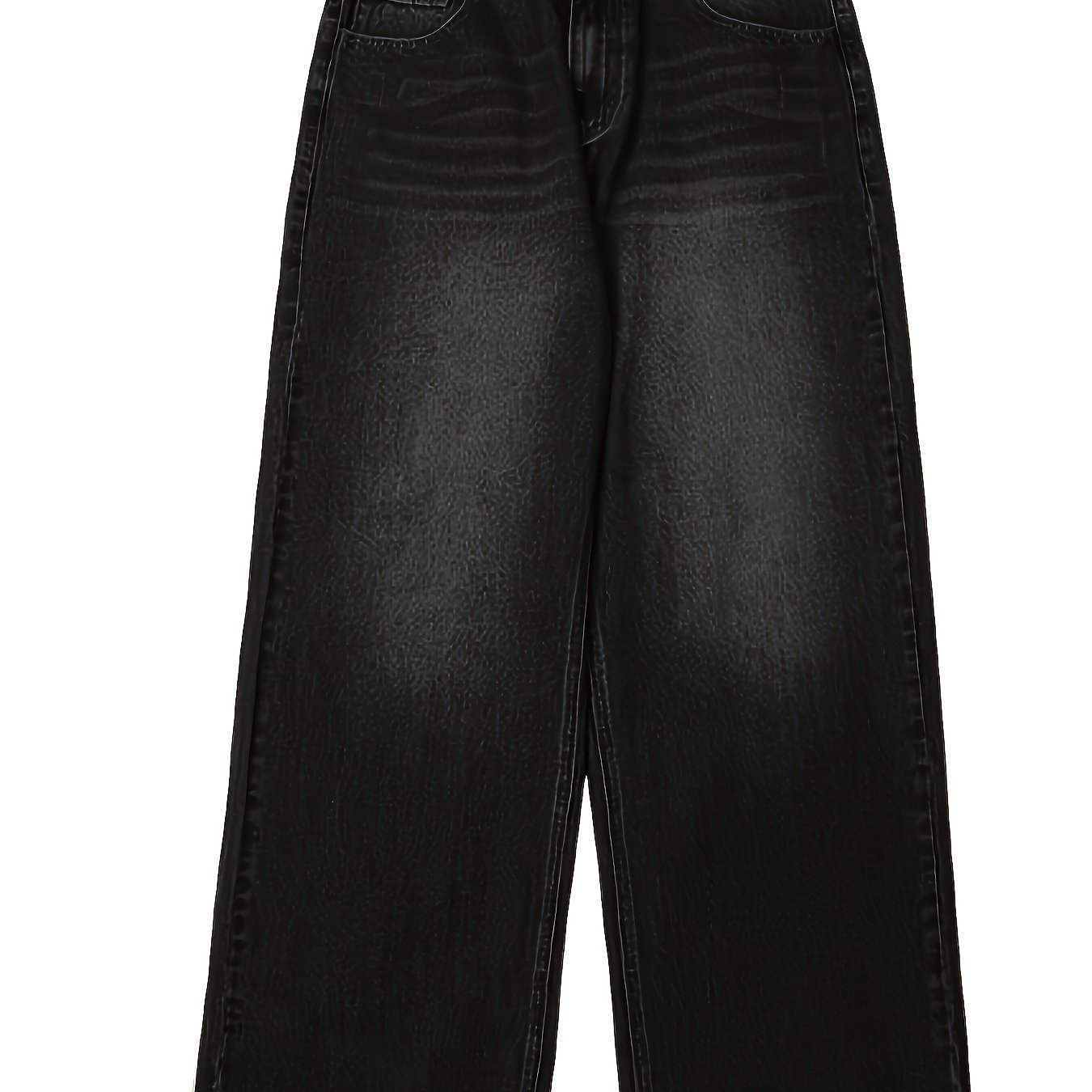 Image of Baggy Black Wide Leg Jeans, Floor-length Pants, Autumn Essentials
