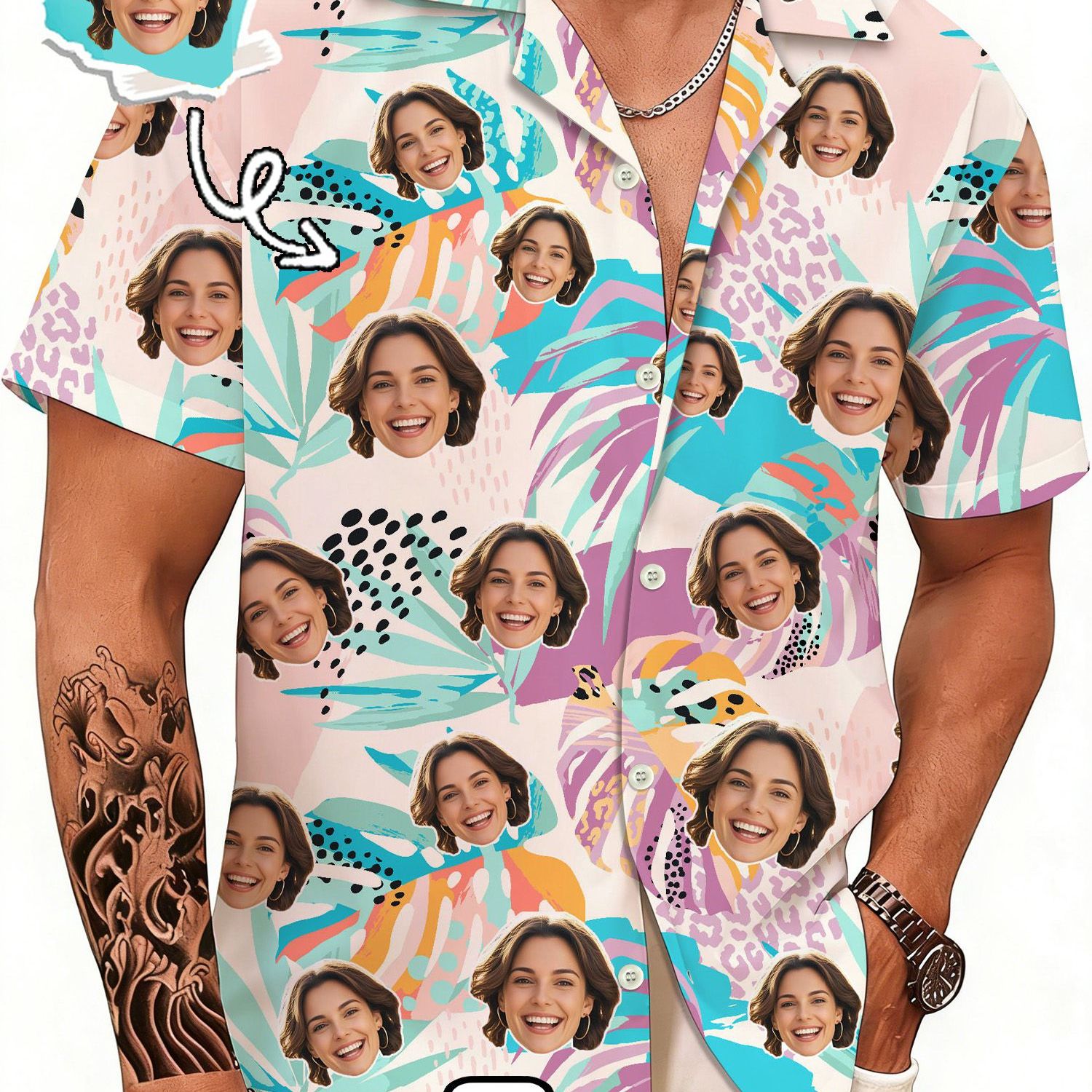 TEMU Custom Hawaiian Shirt With Personalized Face, Short Sleeve Shirt For Dates, Beach Vacations, Unisex, Bachelor Party Shirt,