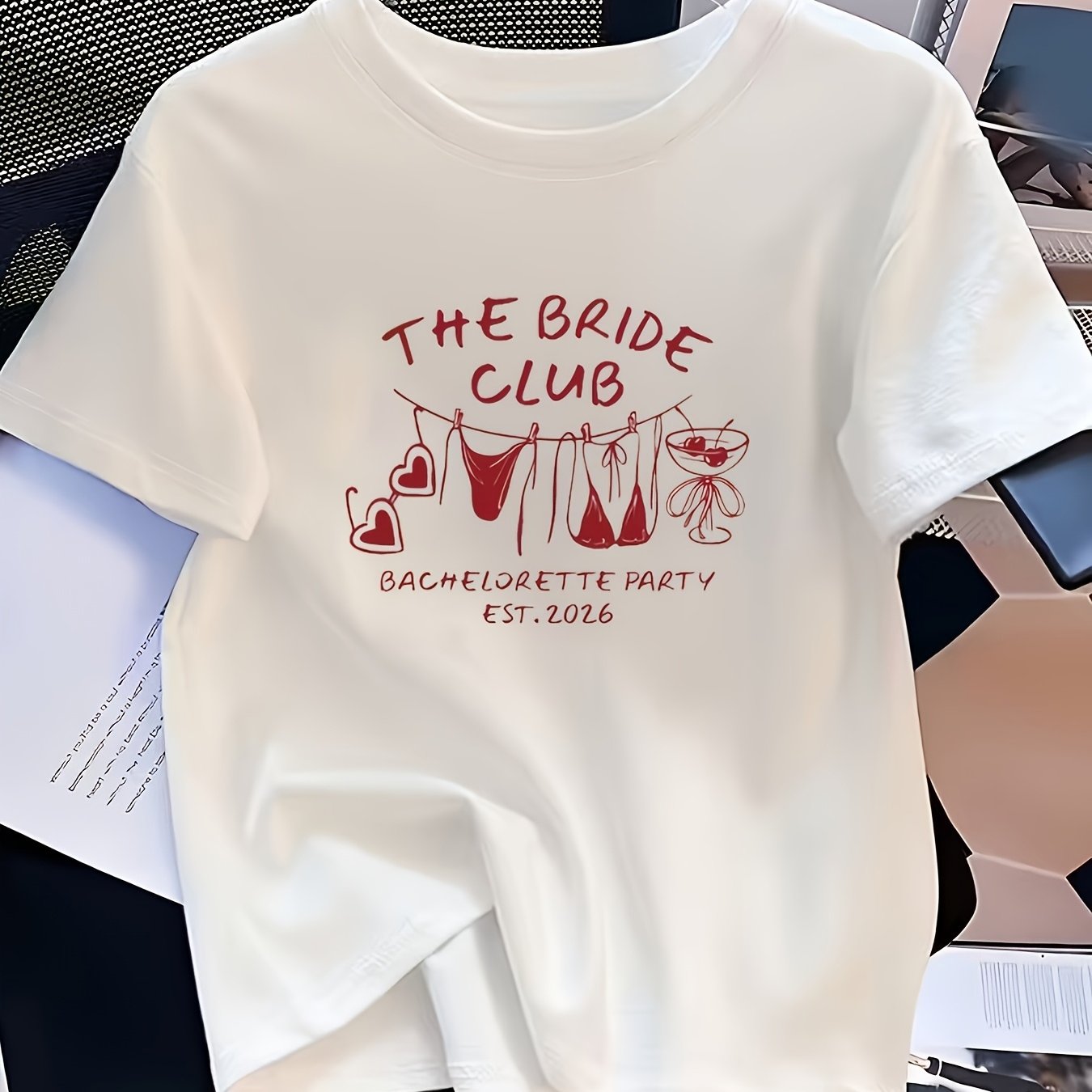 TEMU T-shirt da donna "The Bride " stampata per , nuovo stile 2026, corta abbinata per migliori , per feste, abbigliamento , stile i , outfit casual