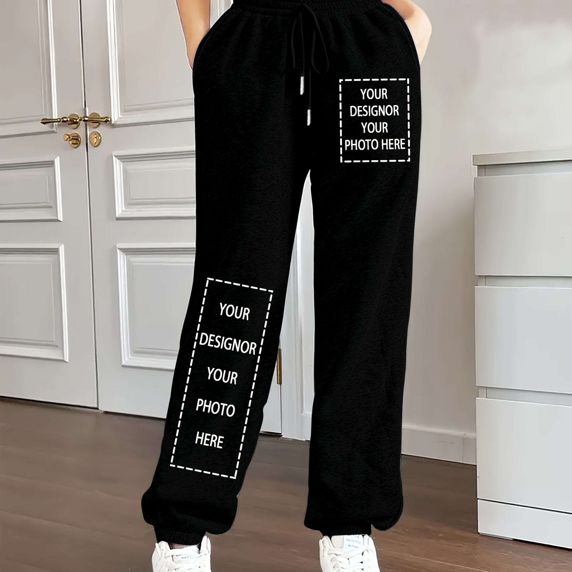 TEMU Women's Casual Pants With Customizable Image/text Print Sweatpants