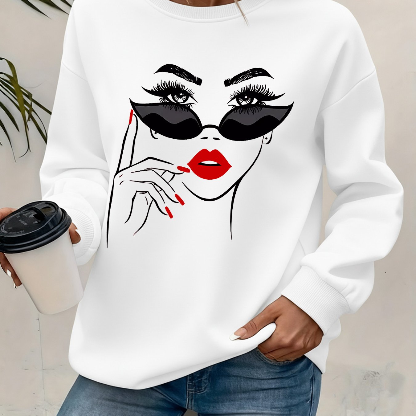 TEMU Graphic Print Sweatshirt, Crew Neck Casual Sweatshirt For Winter & Fall, Women's Clothing