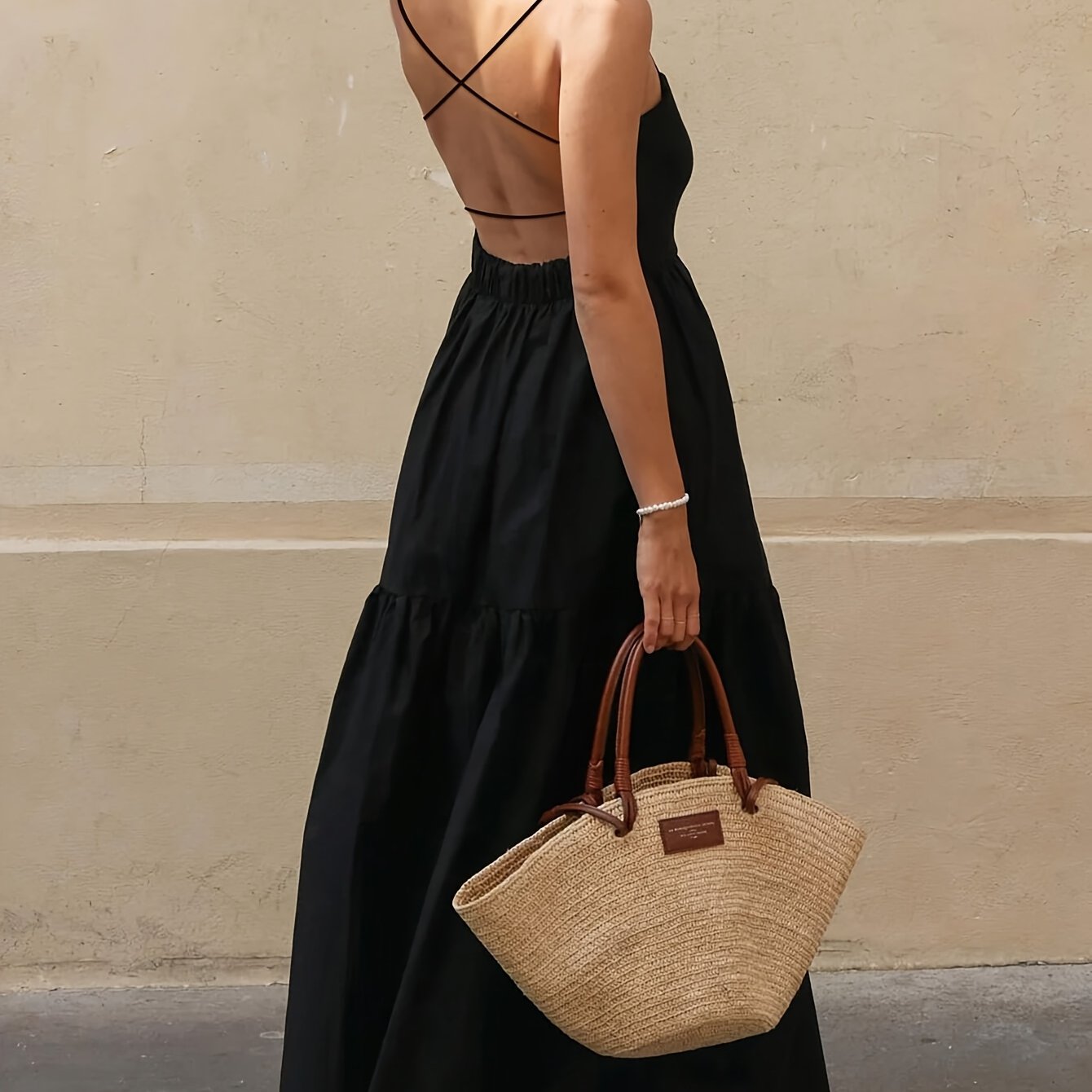 Gavin Women' Strap Cross-back A-line Backless Dress