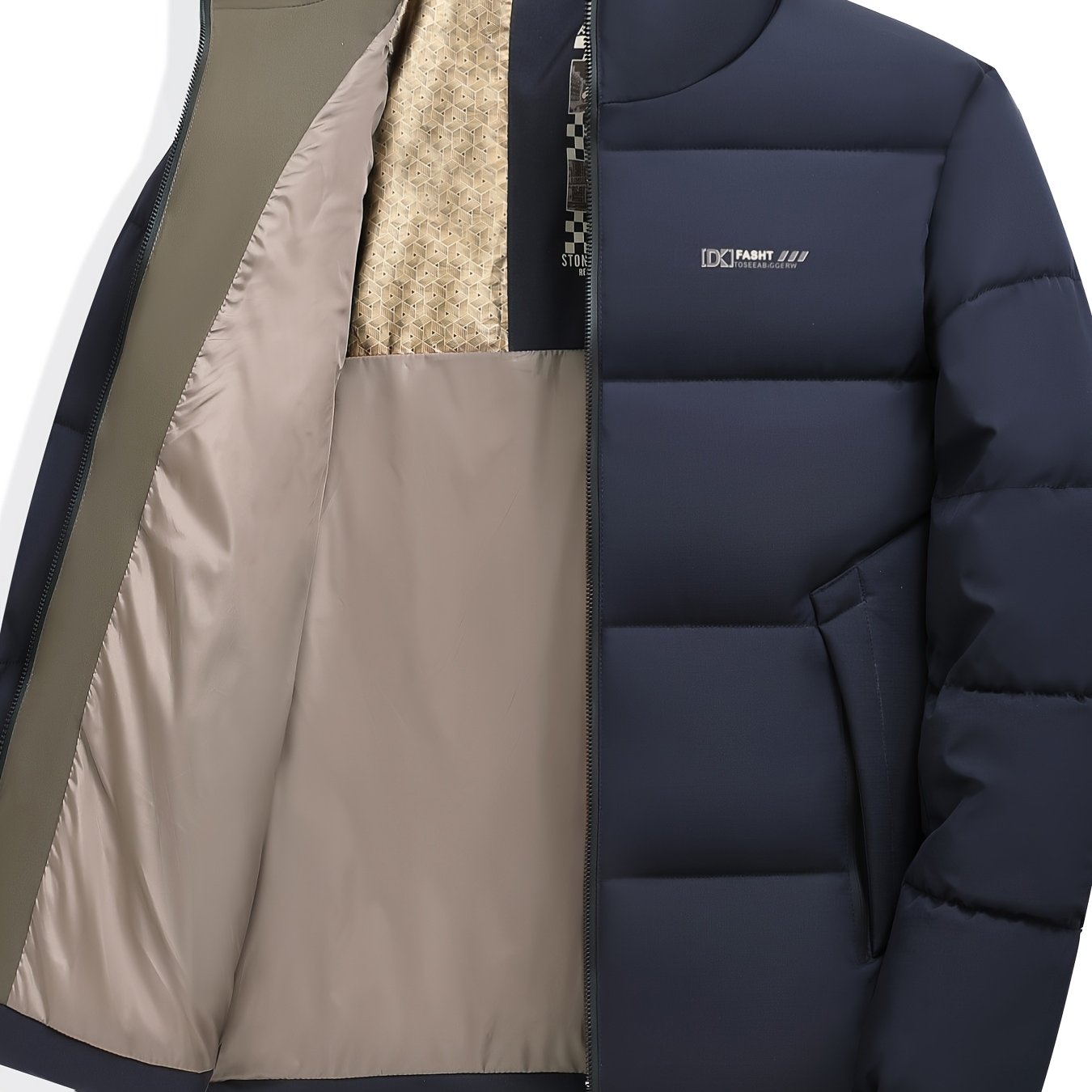 TEMU Veste Homme de [Shule Water OBM] - Nouveau Manteau d'Hiver pour Homme, Couleur Unie avec un Petit Col et Fermeture Éclair sur le Devant, Veste