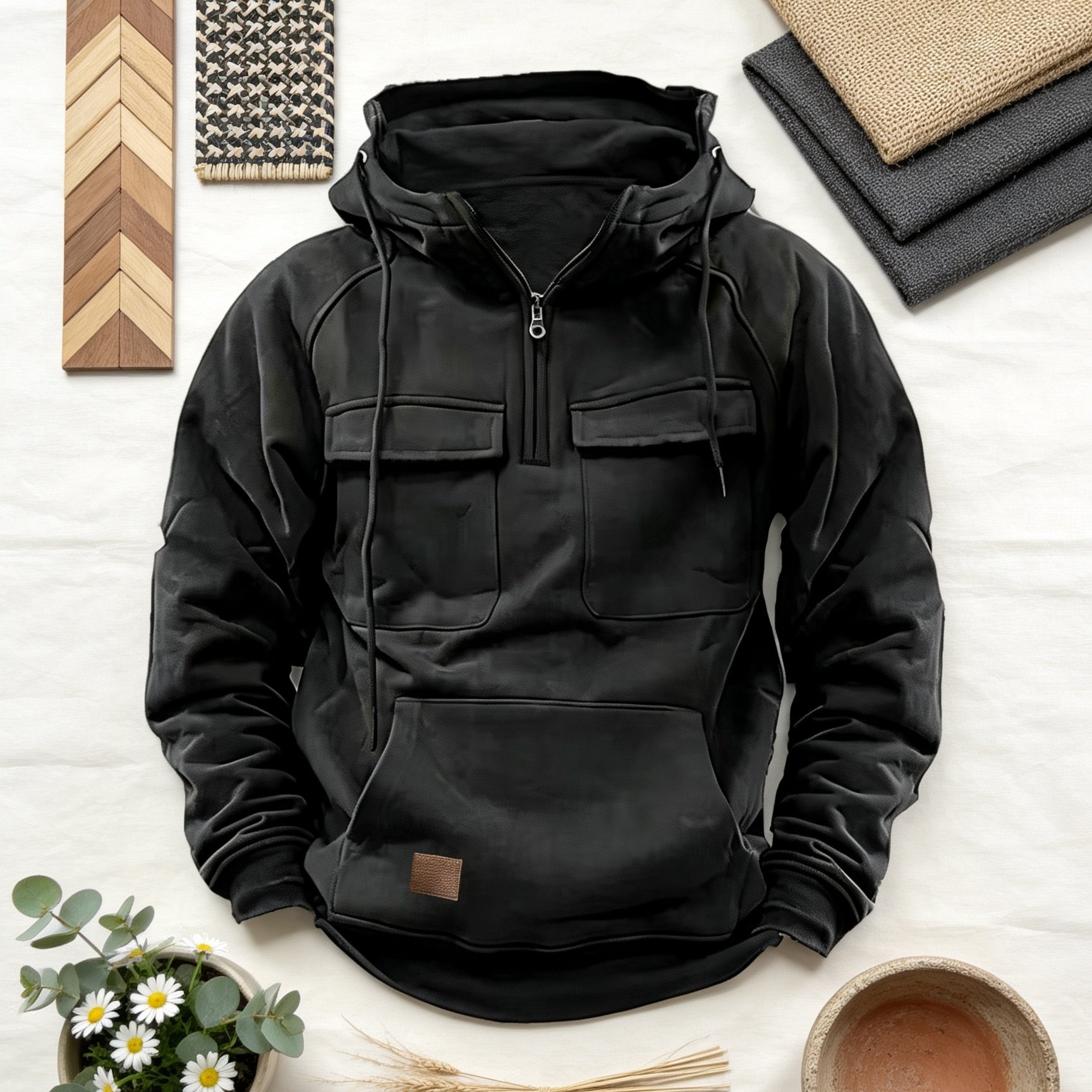 TEMU Father's Day Gifts Men's Spring And Autumn Sweater Hoodie With Zipper And Multi-pockets - For Sports And Leisure Pullover Sweater - Suitable For