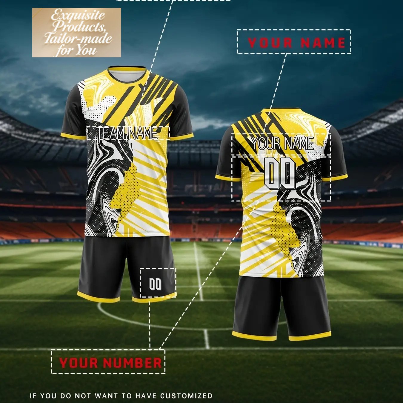 TEMU Custom Round Neck T-shirt Football Set For Boys, Personalized Name And Number Jersey With Pants - Comfortable Breathing Quick-dry 2pcs Outfit
