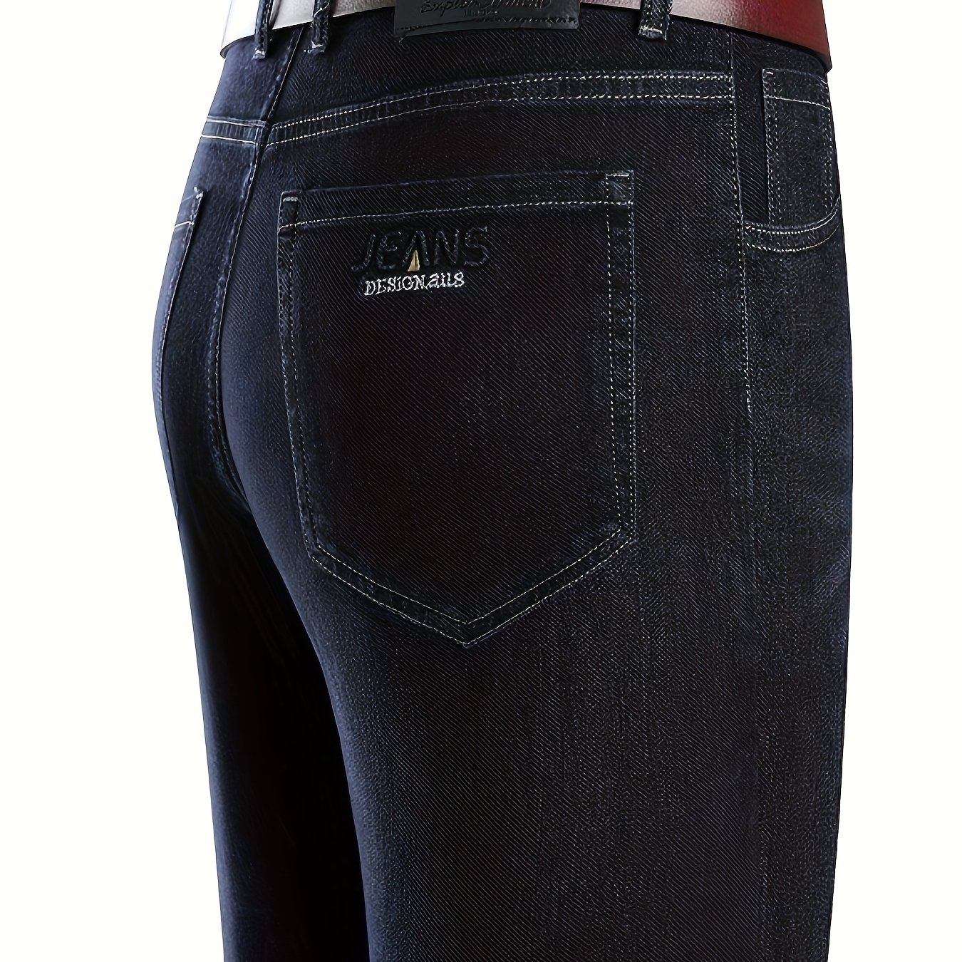 Image of Father's Day Gift For Men 2025 New Style Men's Casual Jeans, With English Letter Embellishments On Pockets, Suitable For , In 3 Colors, Autumn Menswear