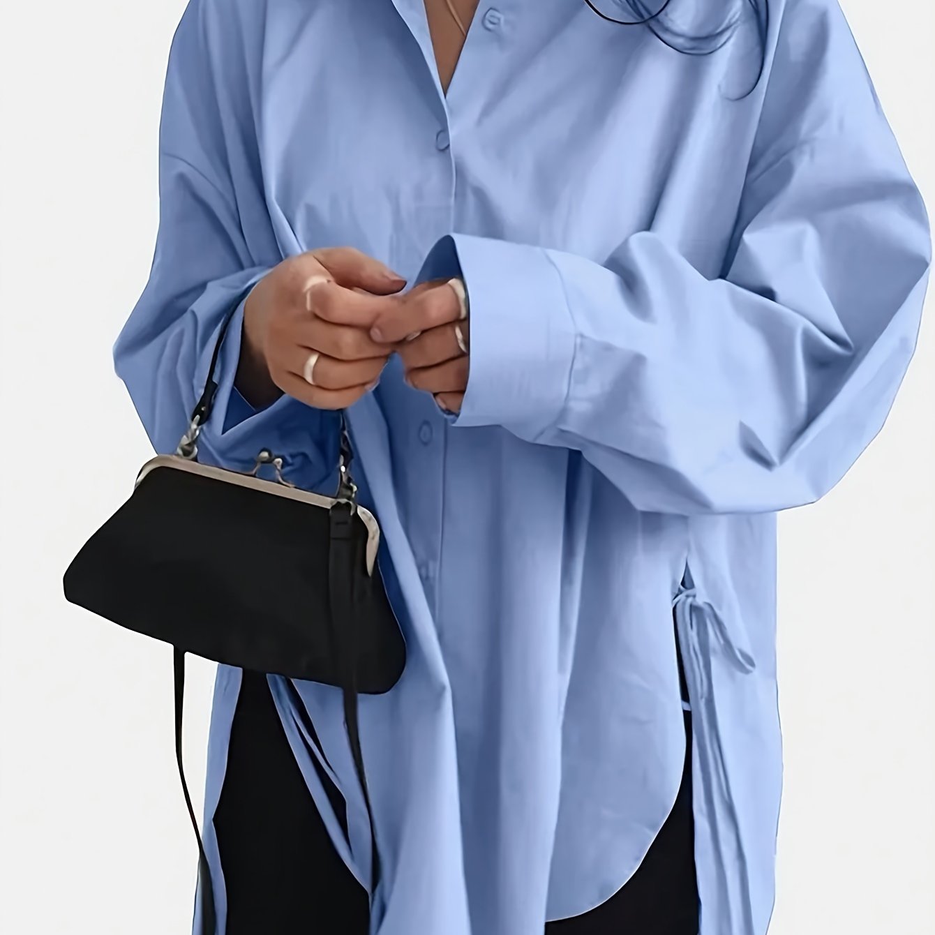 Lace-up Women's Loose Fit Casual Long Sleeve Shirt