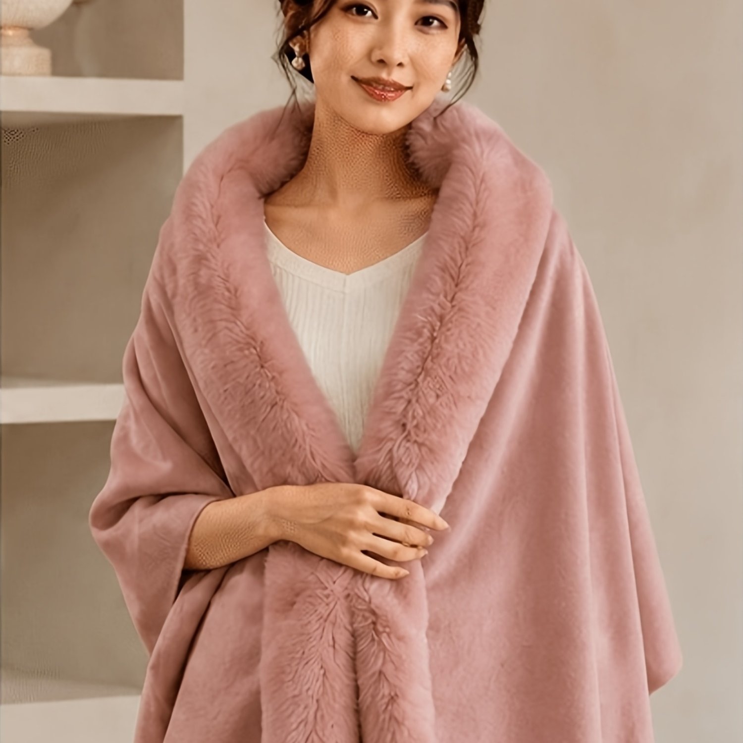 TEMU Plus Size - 1pc 2-in-1 Scarf Shawl, Minimalist Fashion Tassel Winter Wrap