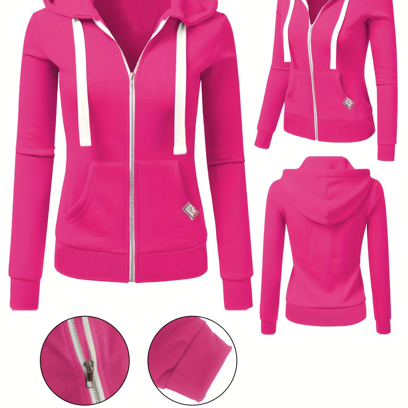 TEMU Chaqueta con capucha para mujer, otoño e invierno, nueva, elegante, casual, corte ajustado, con cremallera y cordón, con bolsillo, abrigo para