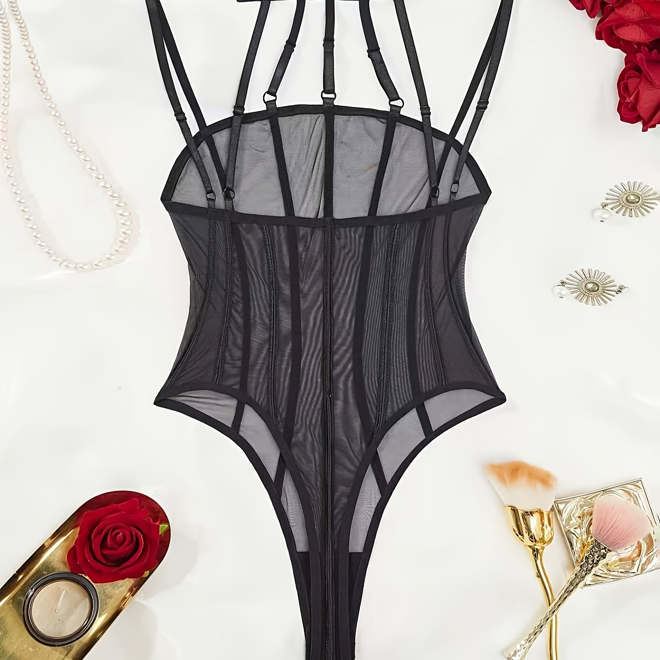 TEMU Black Seductive Bodycon Jumpsuit