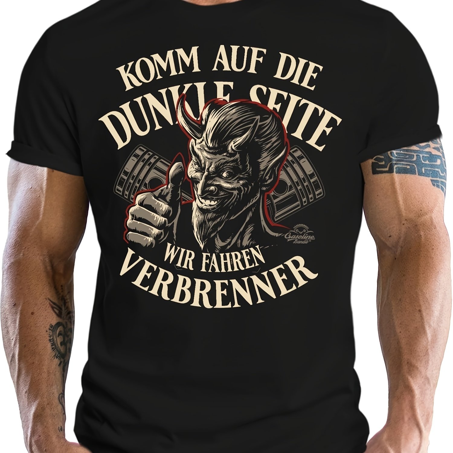 Men's Funny "come To The Dark Side - Combustion Engines" Vintage T-shirt - Soft Breathable Loose Fit Tee Suitable For , Casual Automotive Shirt For Outfits & Daily Wear (not For Vehicle), Plus Size
