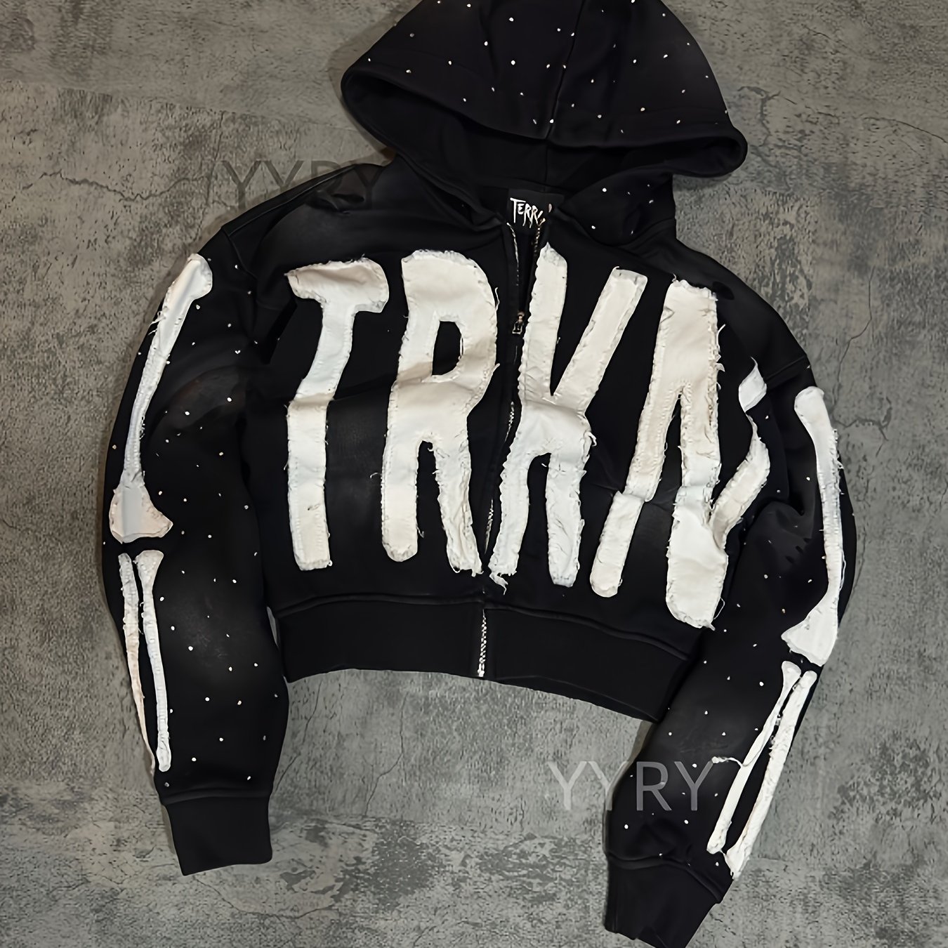 Printed Zipper Hoodie Long Sleeve Pullover Hooded Sweatshirt Vintage Jacket, For Teenager