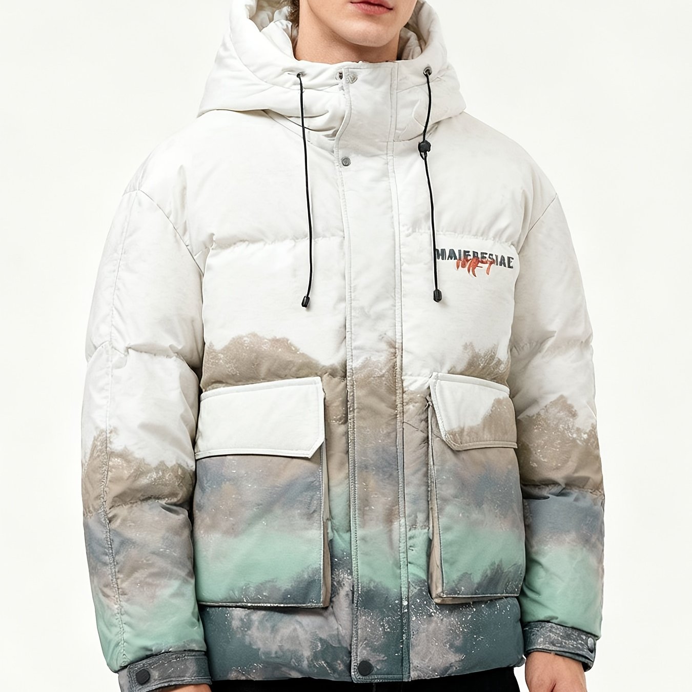 Men's Winter Hooded Down Jacket, Warm Gradient Coat