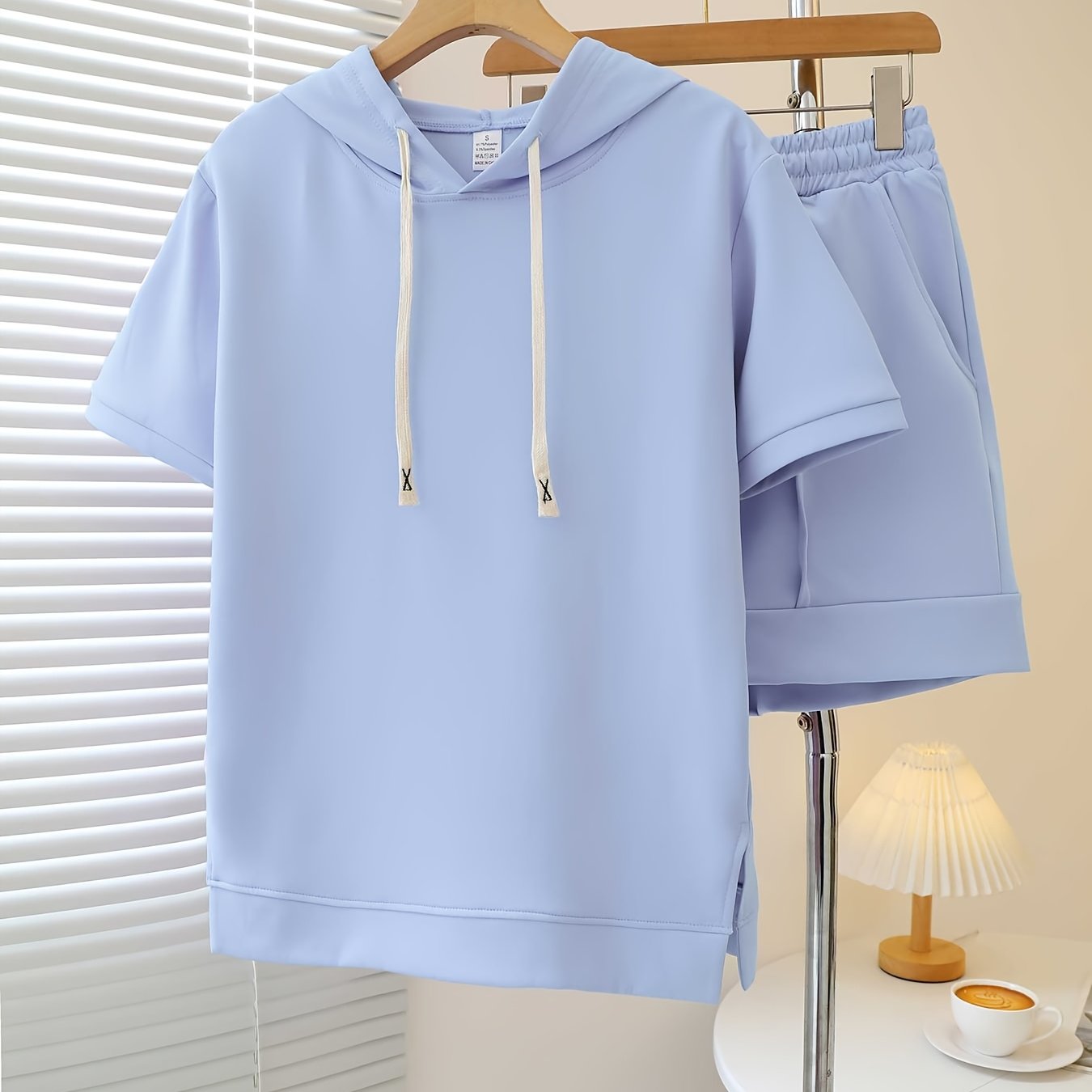 TEMU 2026 Summer New Solid Color Hooded Short-sleeve Shorts 2pcs Set Women's Loose Casual Swear