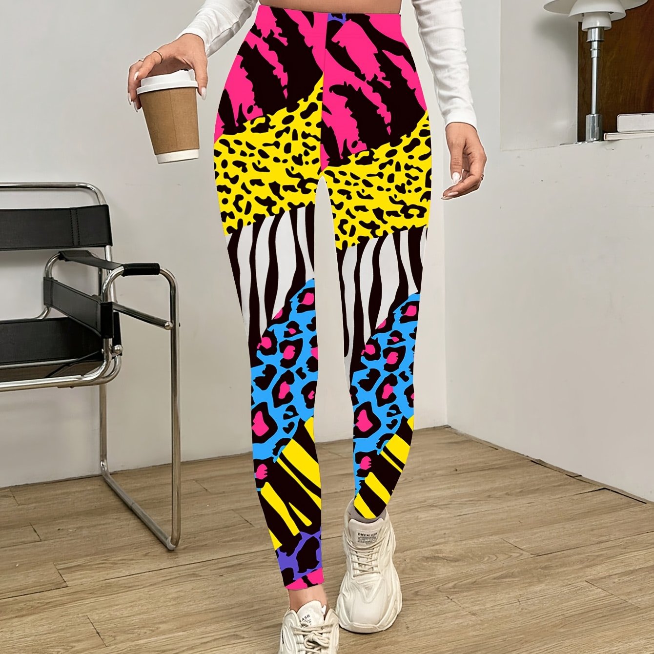 TEMU Ultra-Weiche Damen-Leggings mit Leopardenmuster - Lebendige, Bequeme Stretchstoffe mit Elastischem , für Freizeitkleidung, Maschinenwaschbar