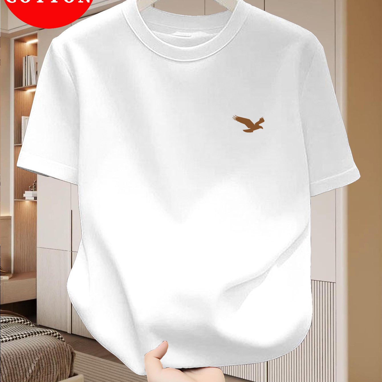 100% Men's T-shirt, Summer Lightweight Breathable Sweat Absorbent For Outdoor And